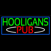 Hooligans Pub With Blue Border Neon Sign