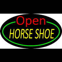 Horseshoe Open With Green Border Neon Sign