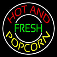 Hot And Fresh Popcorn With Border Neon Sign