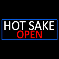 Hot Sake Open With Blue Border Neon Sign