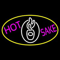Hot Sake Oval With Yellow Border Neon Sign