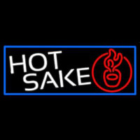 Hot Sake With Blue Border Neon Sign