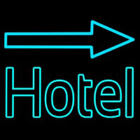 Hotel With Arrow On Top Neon Sign