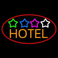 Hotel With Stars Neon Sign