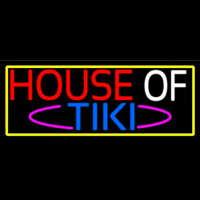 House Of Tiki With Yellow Border Neon Sign
