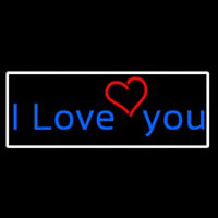 I Love You And Heart With White Border Neon Sign