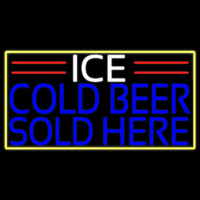 Ice Cold Beer Sold Here With Yellow Border Real Neon Glass Tube Neon Sign