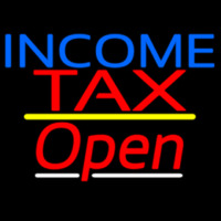 Income Ta  Open Yellow Line Neon Sign