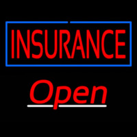 Insurance Blue Border Open Neon Sign