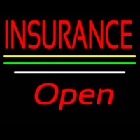 Insurance Open Yellow Green White Line Neon Sign