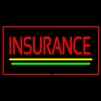 Insurance Yellow Green Lines Red Border Neon Sign