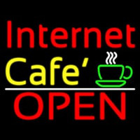 Internet Cafe Open With Coffee Cup Neon Sign