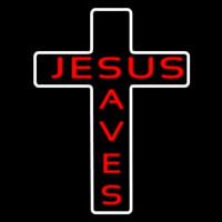 Jesus Saves White Cross Neon Sign