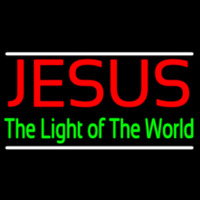 Jesus The Light Of World With Line Neon Sign