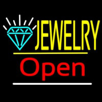 Jewelry Logo Open Yellow Line Neon Sign