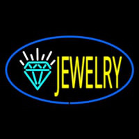 Jewelry Logo Oval Blue Neon Sign