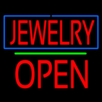 Jewelry Open Block Green Line Neon Sign