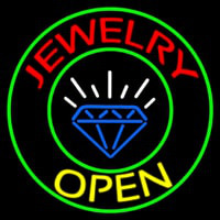 Jewelry Open Blue Logo Neon Sign