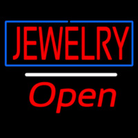 Jewelry Rectangle Blue Open Neon Sign