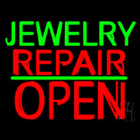 Jewelry Repair Block Open Green Line Neon Sign