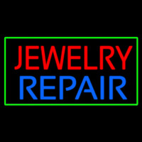Jewelry Repair Green Rectangle Neon Sign