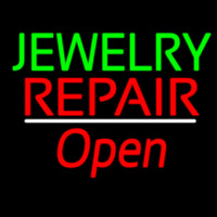 Jewelry Repair Open White Line Neon Sign