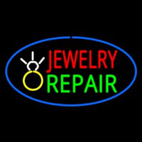 Jewelry Repair Oval Blue Neon Sign