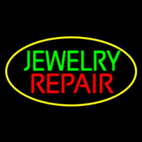 Jewelry Repair Oval Yellow Neon Sign