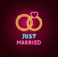 Just Married Rings Neon Sign
