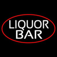 Liquor Bar Oval With Red Border Neon Sign