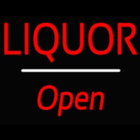 Liquor Open White Line Neon Sign