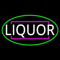 Liquor Oval With Green Border Neon Sign