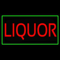 Liquor Rectangle Green Neon Sign