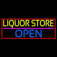 Liquor Store Open With Red Border Neon Sign