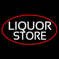 Liquor Store Oval With Red Border Neon Sign