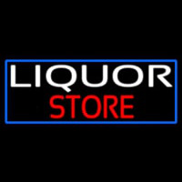 Liquor Store With Blue Border Neon Sign