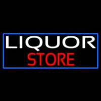 Liquor Store With Blue Border Neon Sign