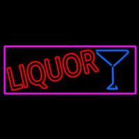 Liquor With Martini Glass With Pink Border Neon Sign