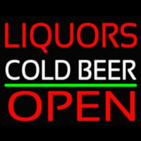 Liquors Cold Beer Open 1 Neon Sign