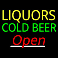 Liquors Cold Beer Open 2 Neon Sign