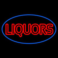 Liquors Oval With Blue Border Neon Sign