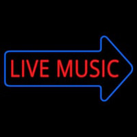 Live Music Block Arrow Neon Sign