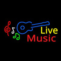 Live Music With Guitar Neon Sign