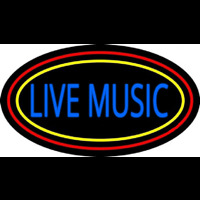 Live Music With Yellow Red Border 1 Neon Sign