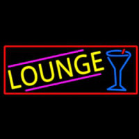 Lounge And Martini Glass With Red Border Neon Sign