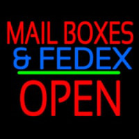 Mail Bo es And Fede  Open Block Green Line Neon Sign