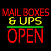 Mail Bo es And Ups Open Block Green Line Neon Sign