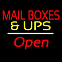 Mail Bo es And Ups Open White Line Neon Sign