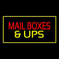 Mail Bo es And Ups Rectangle Yellow Neon Sign