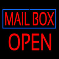 Mailbo  Blue Border Open Block Neon Sign